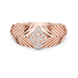 Round Moissanite Diamond Pavé Chevron Statement Ring - View 2