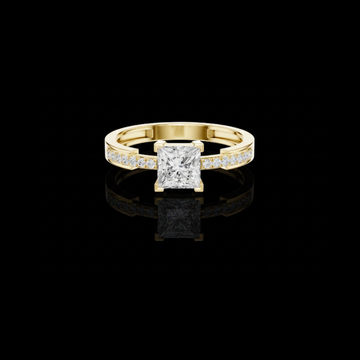 Princess Cut Lab Diamond Channel Set Solitaire Engagement Ring