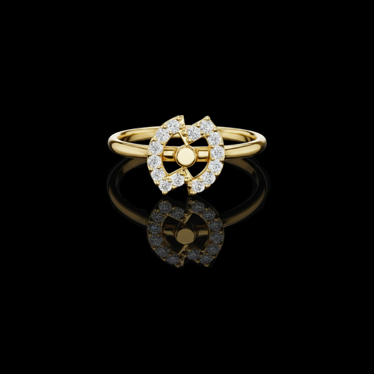 Round Diamond Open Circle Halo Moissanite Diamond Ring