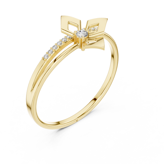 Geometric Moissanite Diamond Split Shank Engagement Ring - View 2