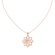 Lotus Motif Flower Pattern Charm Pendant with Round Lab Grown Diamond - View 8