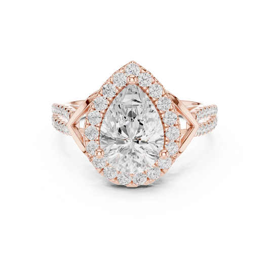 Pear Cut Moissanite Diamond Split Shank Engagement Ring - View 2