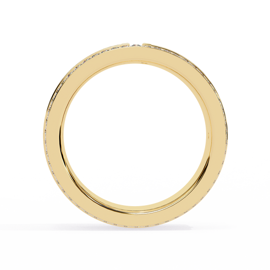 Round Cut Triple Row Pave Lab Diamond Statement Band Ring - View 2