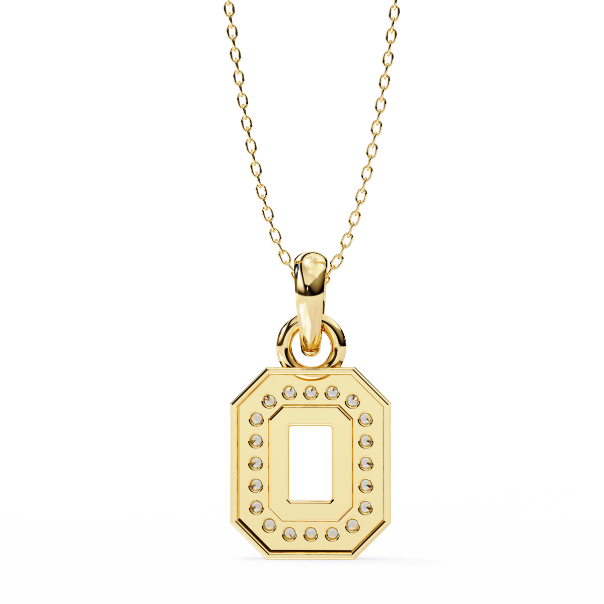Abstract Cutout Frame Motif Pendant with Round Moissanite Diamond - View 8