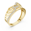 Round Cut Moissanite Diamond Men's Geometric Asymmetric Diagonal Pave Wedding Ring - View 4