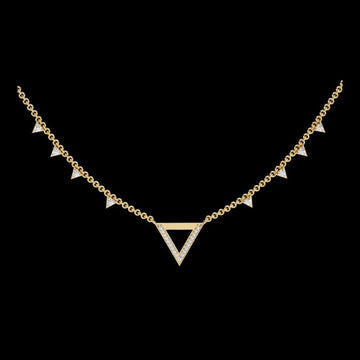 Open Triangle Pave Station Lab Grown Pendant Necklace