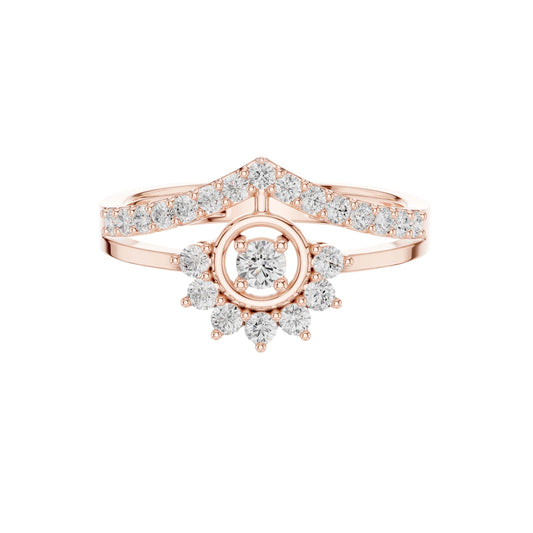 Sun Burst Style Round Cut Lab Diamond Engagement Ring - View 2