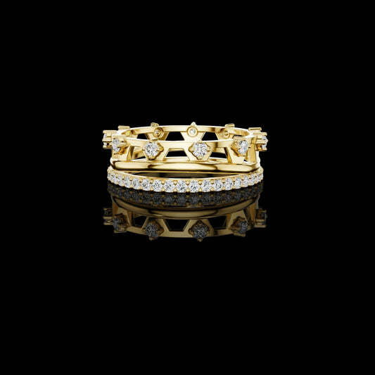 Round Cut Geometric Moissanite Diamond Eternity Band
