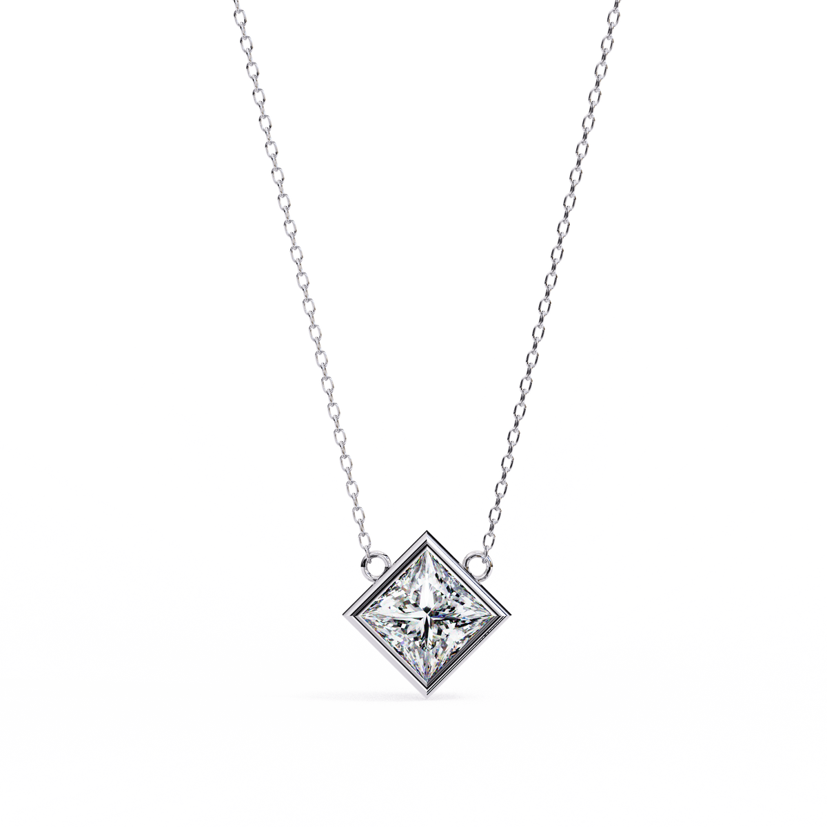 Kite Set Princess Moissanite Diamond Pendant with Full Bezel Setting - View 4