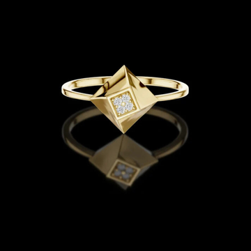 Geometric Round Cut Lab Diamond Engagement Ring