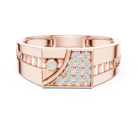 Round Cut Moissanite Diamond Men's Bezel Accent Trapezoid Pave Statement Band - View 2