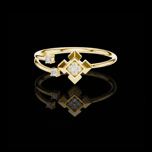 Geometric Round Cut Lab Diamond Cluster Double Band