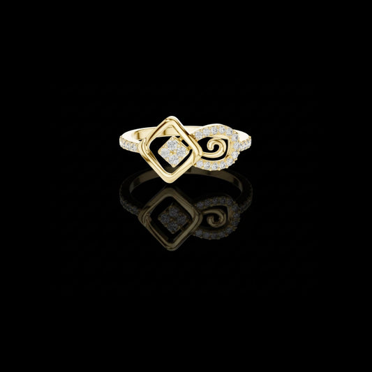 Round Cut Moissanite Diamond Ring With Swirl Pave Band