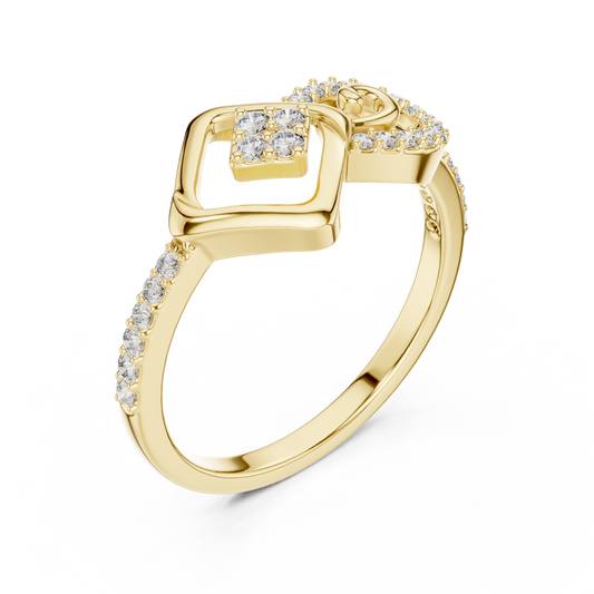 Round Cut Lab Diamond Ring With Swirl Pave Band - View 2
