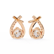 Teardrop Inspired Round Moissanite Diamond Earrings with Pave Accents - View 5