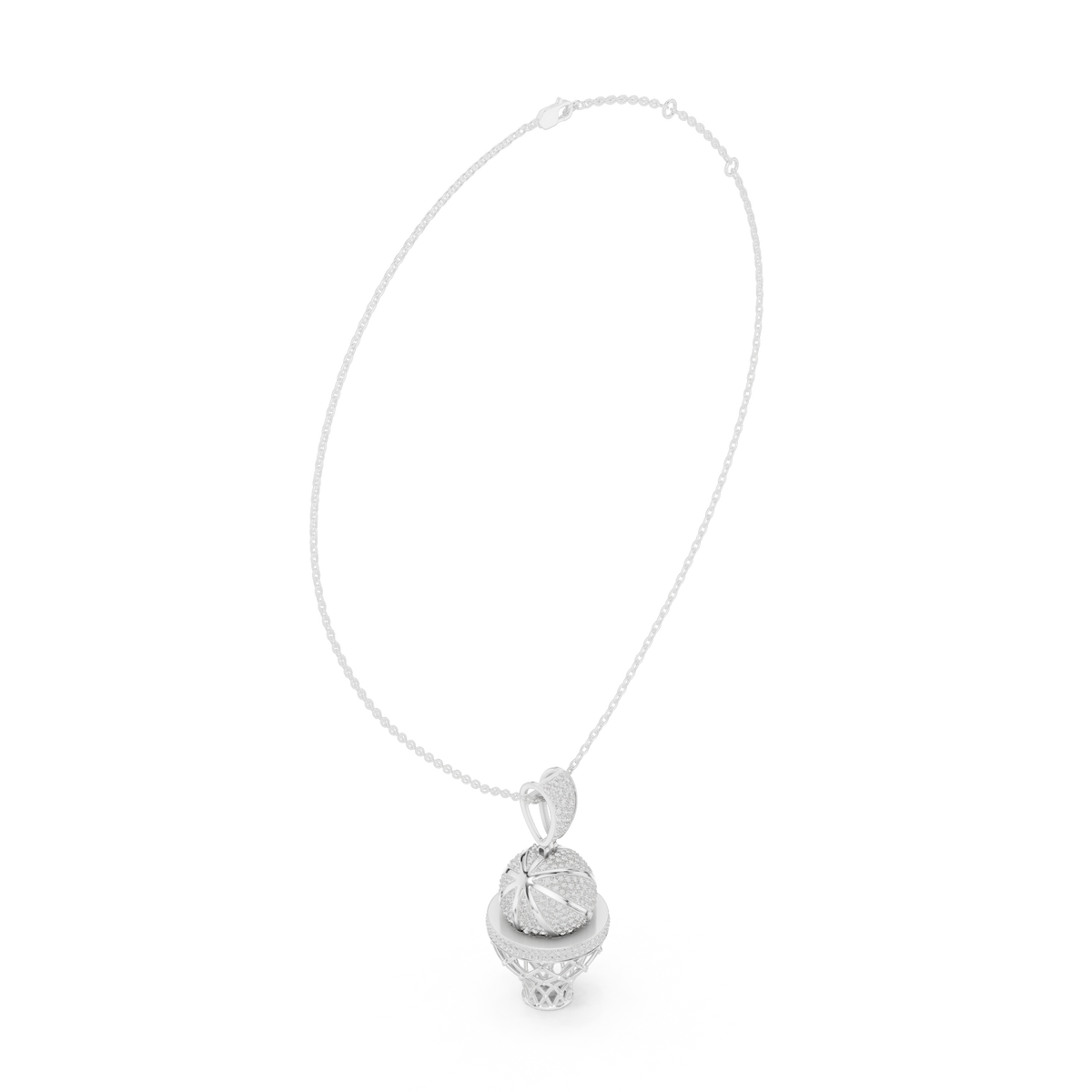 Sports Theme Ball Motif Charm Pendant with Round Lab Grown Diamond - View 12