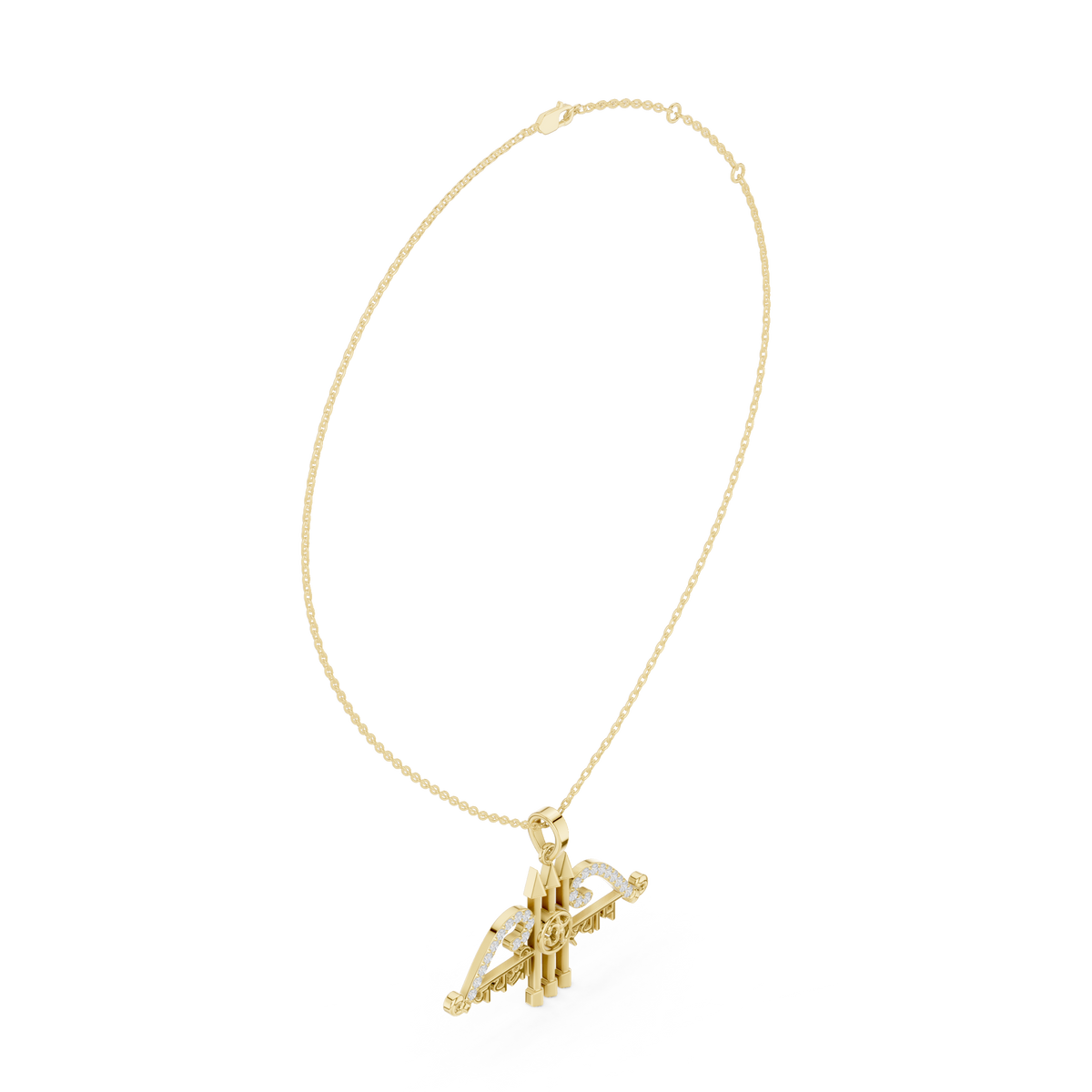 Spiritual Jai Shree Shyam Bow Arrow Om Moissanite Diamond Pendant - View 10