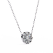 Round Lab Grown Diamond Halo Pendant with Round Cluster Accent Stones - View 7