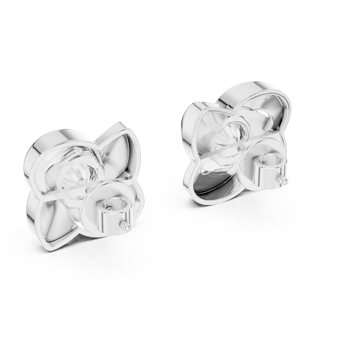 Interwoven Floral Design Round Lab Diamond Stud Earrings - View 9