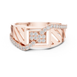 Round Cut Lab Grown Diamond Men's Geometric Asymmetric Diagonal Pave Wedding Ring - View 2