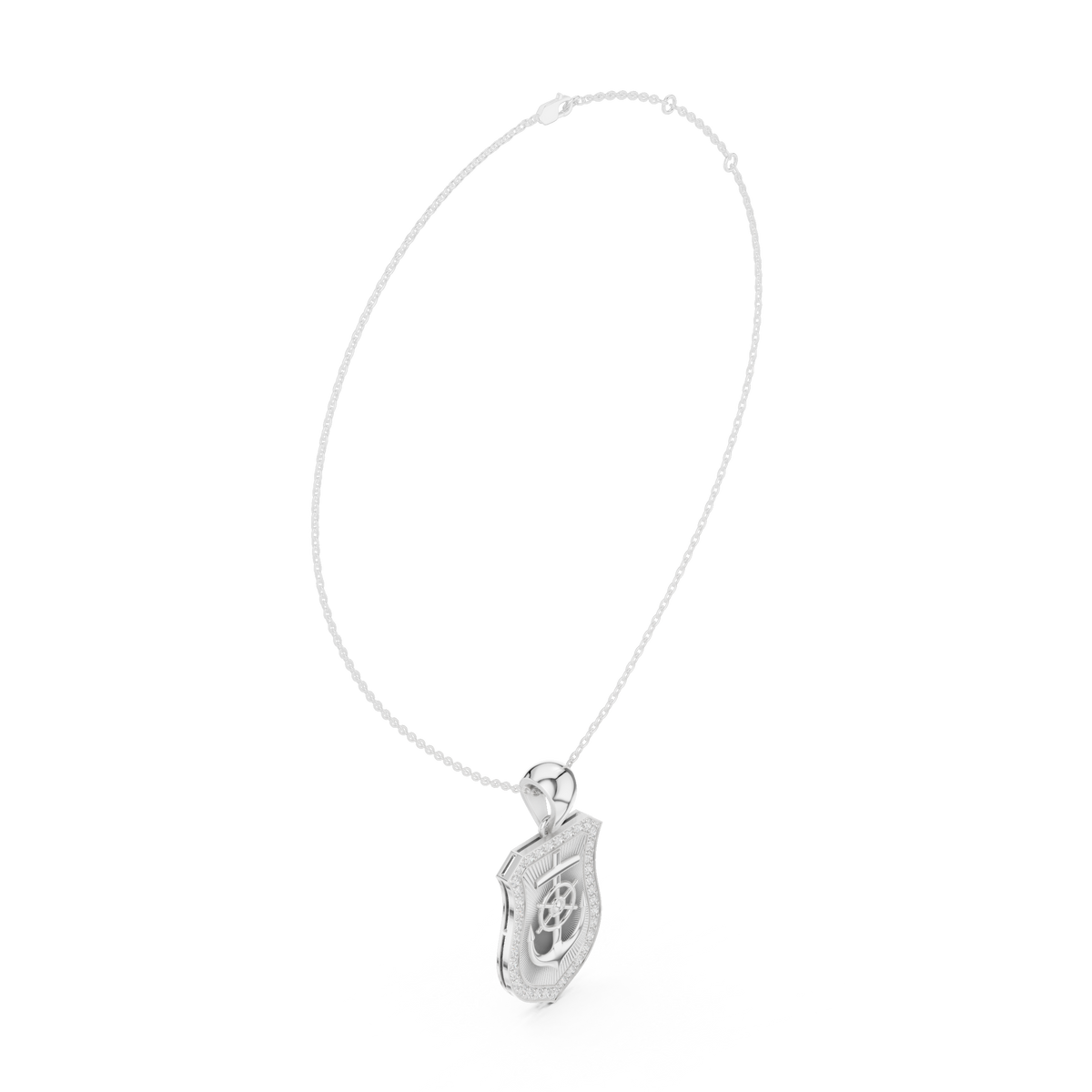 Dainty Geometric Shield Pendant with Round Lab Grown Diamond - View 12