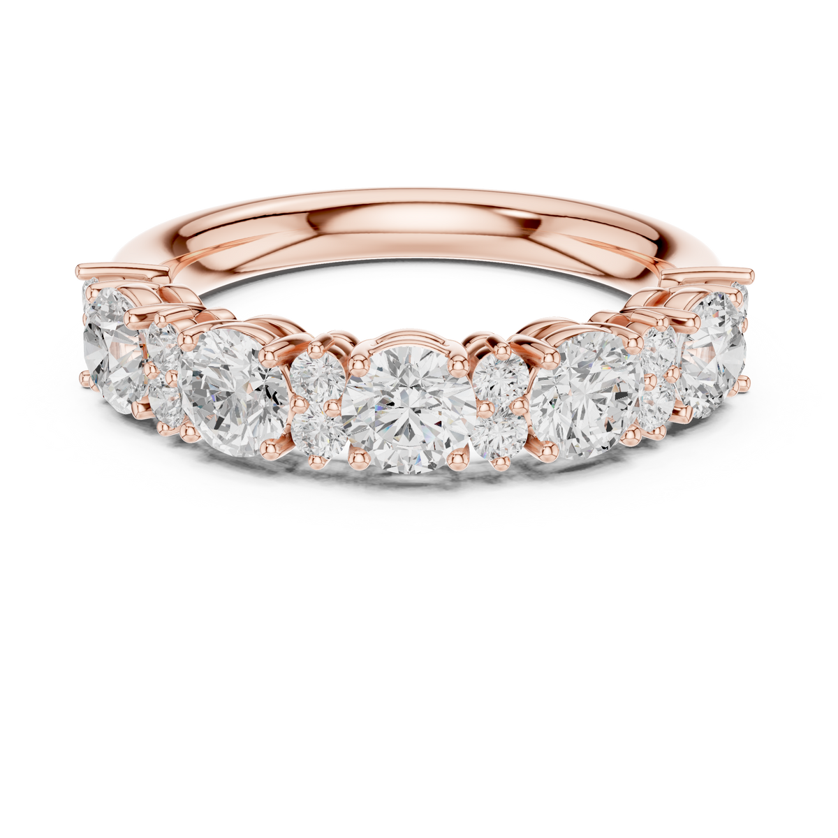Timeless Round Lab Diamond Half Eternity Wedding Band - View 2