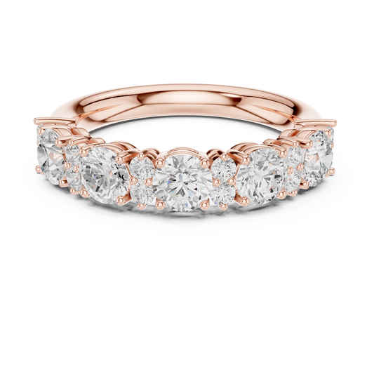 Timeless Round Lab Diamond Half Eternity Wedding Band - View 2