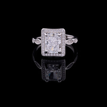 Radiant Cut Halo Ring with Marquise Leaf Lab Diamond Band