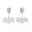 Emerald and Pear Cut Lab Diamond Halo Drop Earrings in Gold And Silver For Mother's Special - View 7