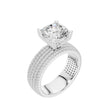 Four Row Cushion Lab Diamond Engagement Ring Pave Wedding Band - View 6