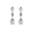 Three Stone Pear & Emerald Cut Moissanite Diamond Drop Stud Earrings with Vertical Design - View 3
