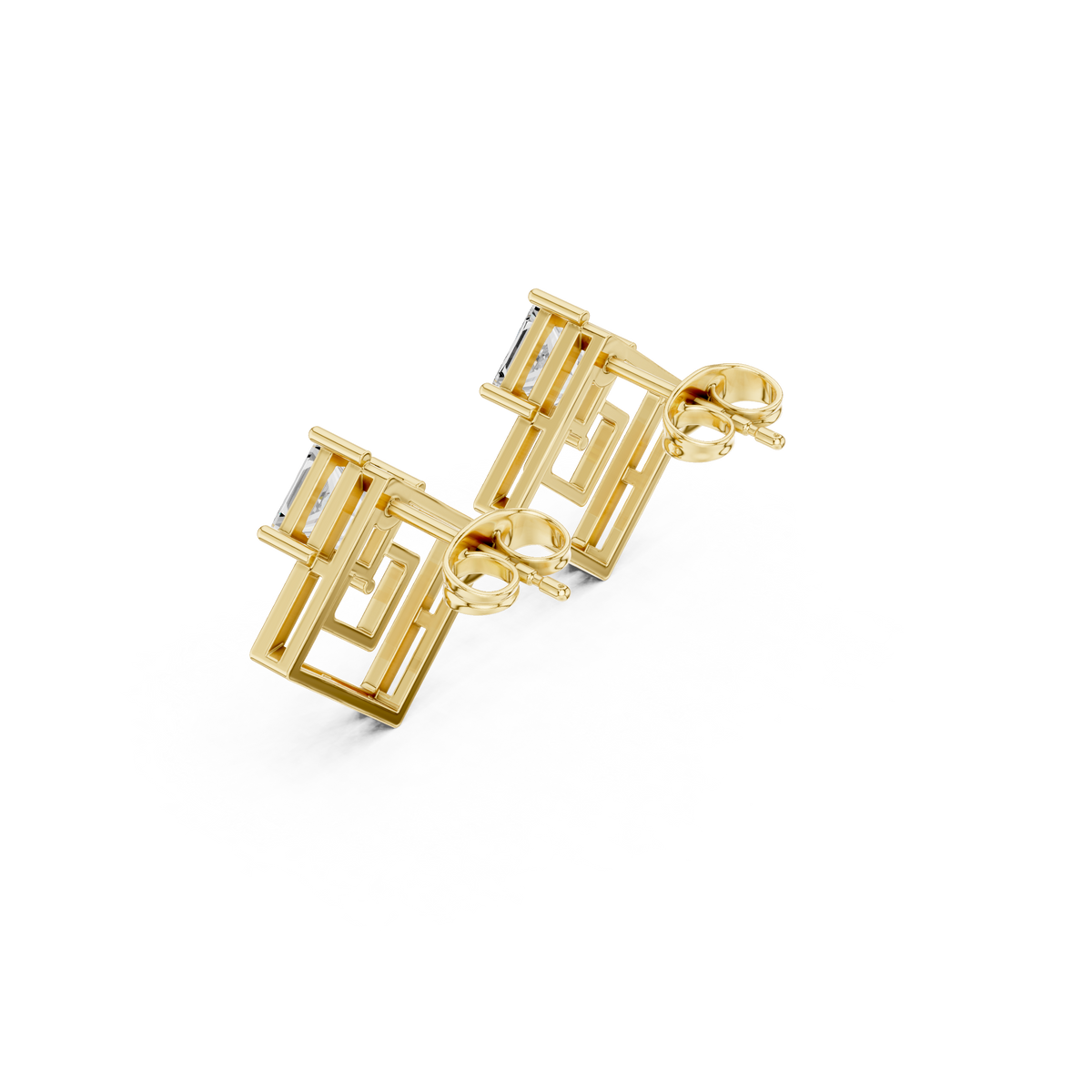 Artfully Princess Moissanite Diamond Modern Geometric Stud Earrings - View 5