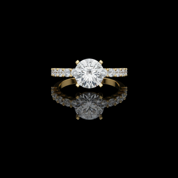 Round Lab Diamond With Side Accents Engagement Ring