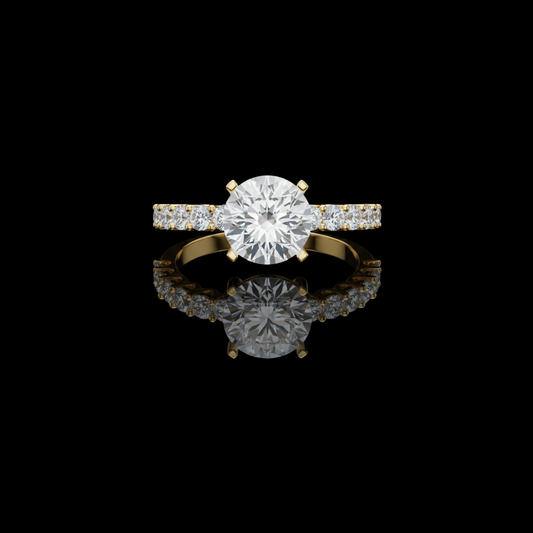 Round Lab Diamond With Side Accents Engagement Ring