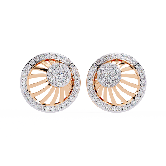 Radiant Sunburst Moissanite Diamond Stud Earrings with Sparkling Diamond Cluster - View 2
