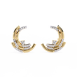 Modern Crescent Round Moissanite Diamond Hoop Arc Earrings with Round Diamond Accents - View 2