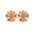 Sunburst Lab Diamond Round Center Flower Stud Earrings with Fluted Design - View 2