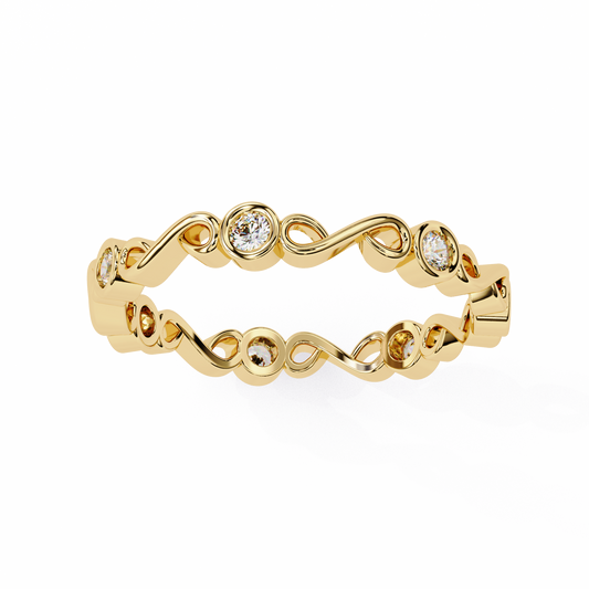 Infinity Bezel Set Round Moissanite Diamond Wedding Band Eternity Ring - View 2