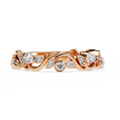Round Moissanite Diamond Bezel Set Diamond Vine Design Band - View 3
