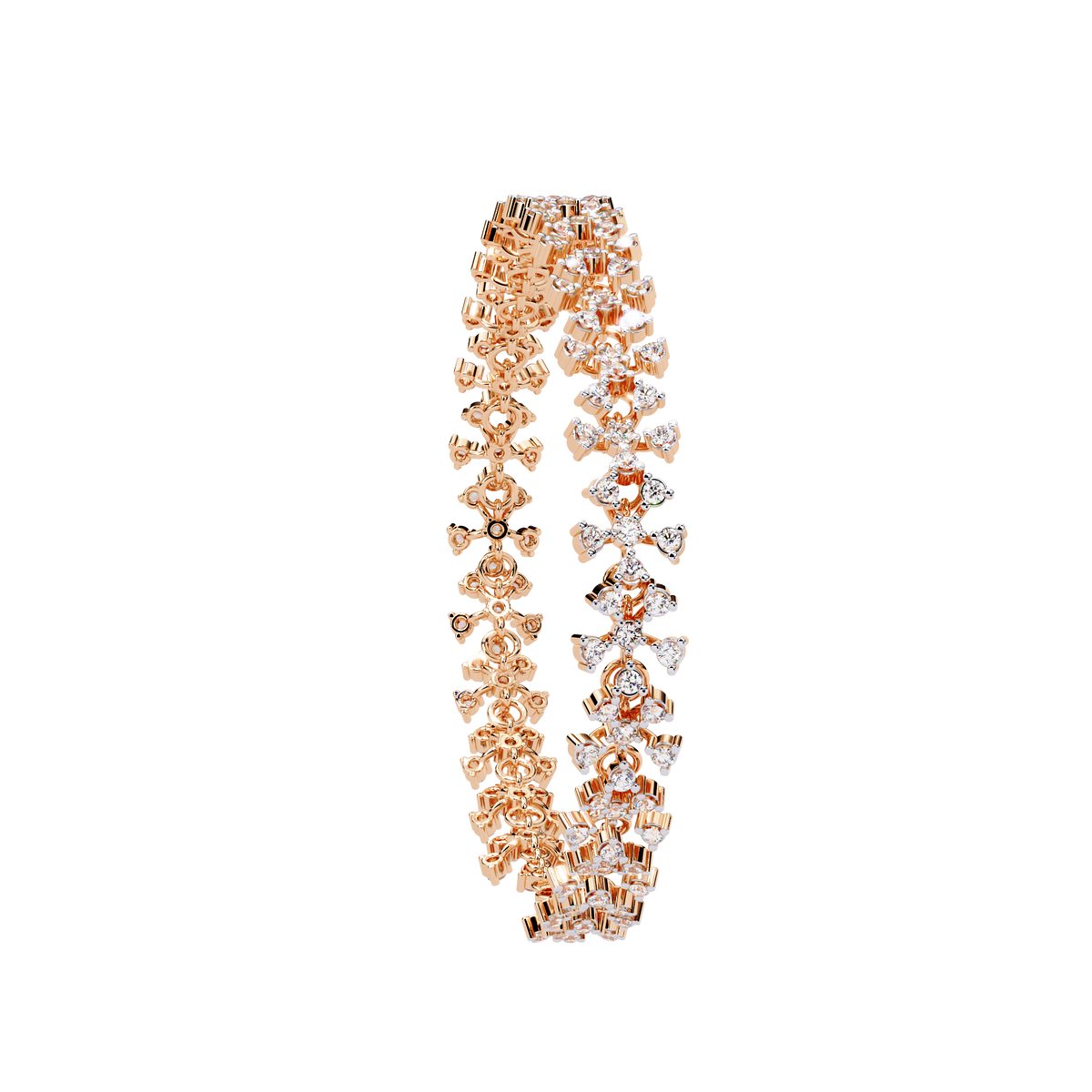 Round Cut Lab Diamond Statement Floral Bracelet - View 6