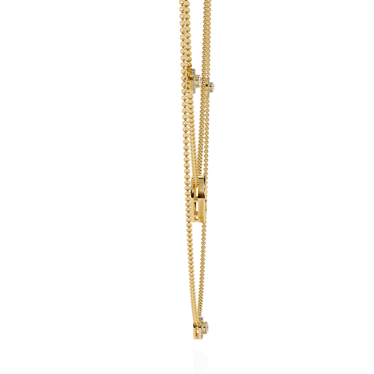 Layered Open Circle Bezel Moissanite Diamond Double Necklace - View 7