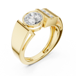 Round Cut Moissanite Diamond Men's Three Stone Side Accent Wedding Ring - View 2