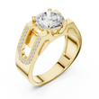 Round Cut Lab Grown Diamond Men's Large Solitaire Gold Signet Ring - View 2