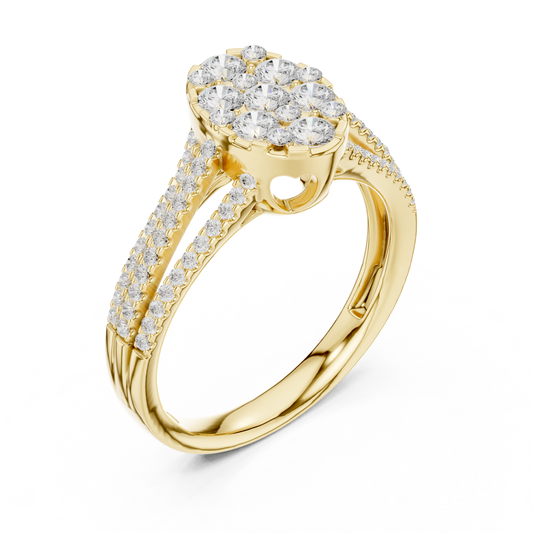 Triple Row Round Cut Lab Diamond With Cluster Engagement Ring - View 2