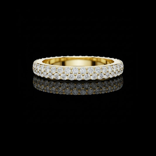 Round Cut Double Row Pave Lab Eternity Band Wedding Ring