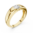 Round Cut Lab Grown Diamond Men's Heavy Gold Statement Ring - View 2