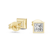 Princess Cut Moissanite Diamond Square Solitaire Stud Earrings with Bezel - View 2