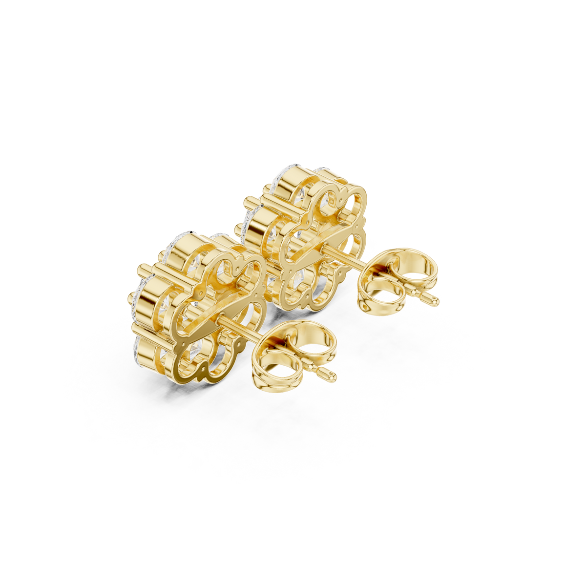 Floral Lab Diamond Cluster Stud Earrings with Brilliant Round Cut Sparkle - View 5