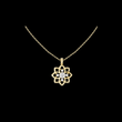 Lotus Motif Flower Pattern Charm Pendant with Round Lab Grown Diamond