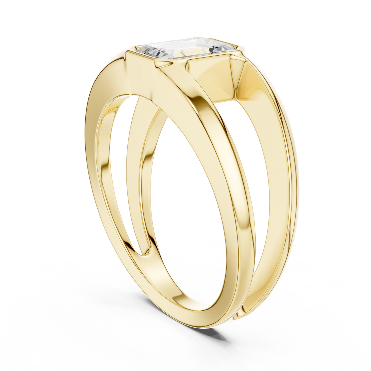 Emerald Cut Lab Grown Diamond Men's Architectural Bezel Statement Band - View 5